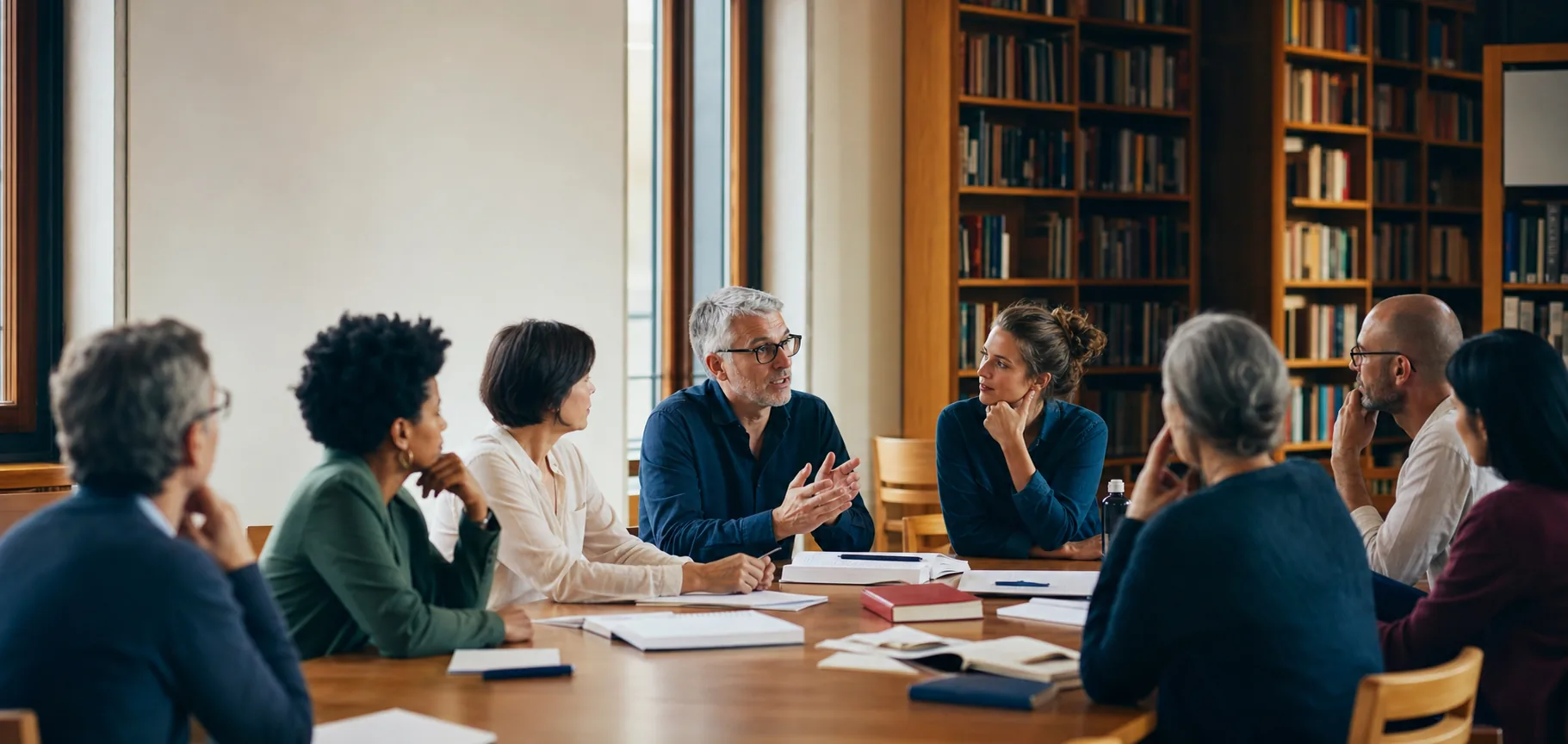 Menschen diskutieren respektvoll an einem gemeinsamen Tisch